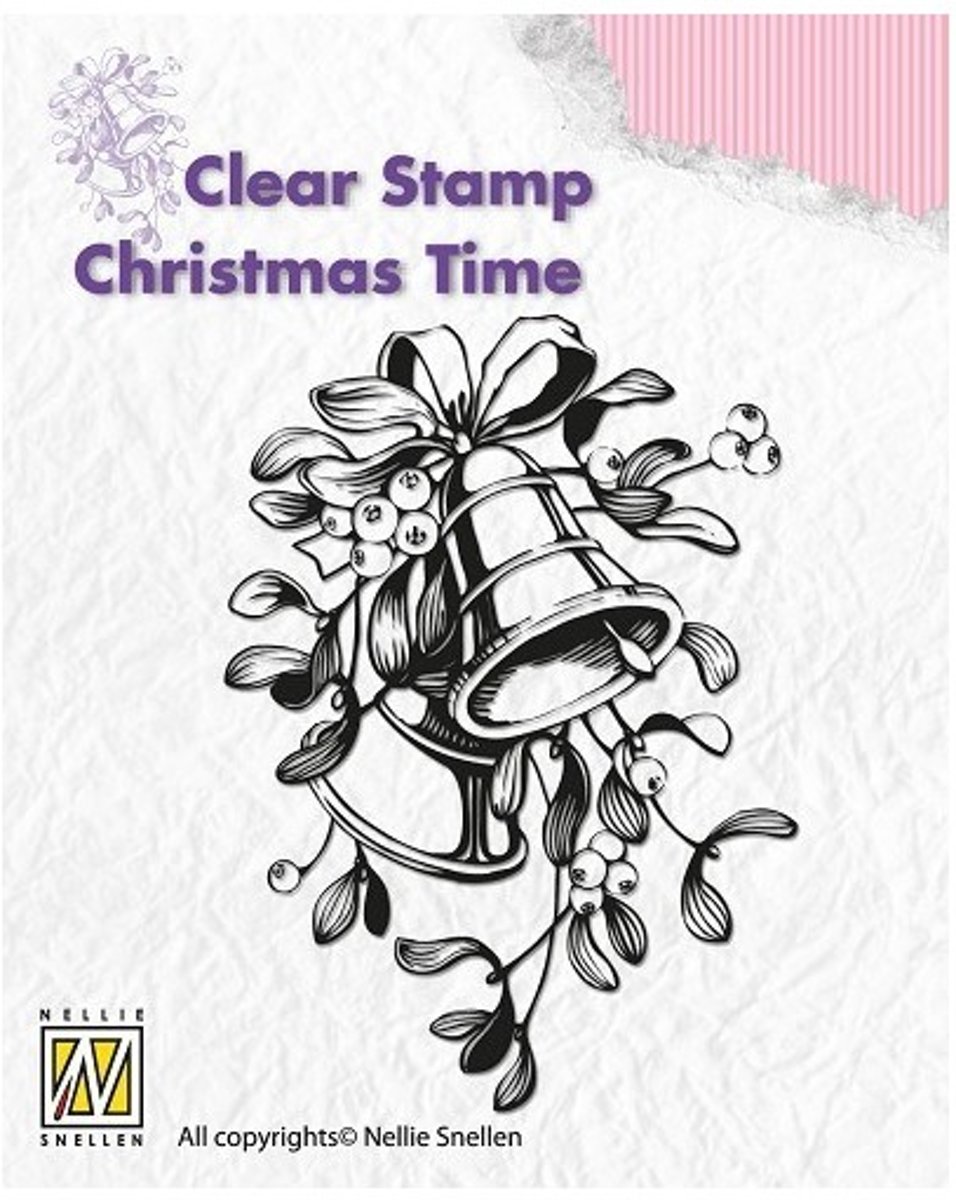 CT006 Nellie Snellen clearstamp stempel kerst Christmas time kerstklokken bellen